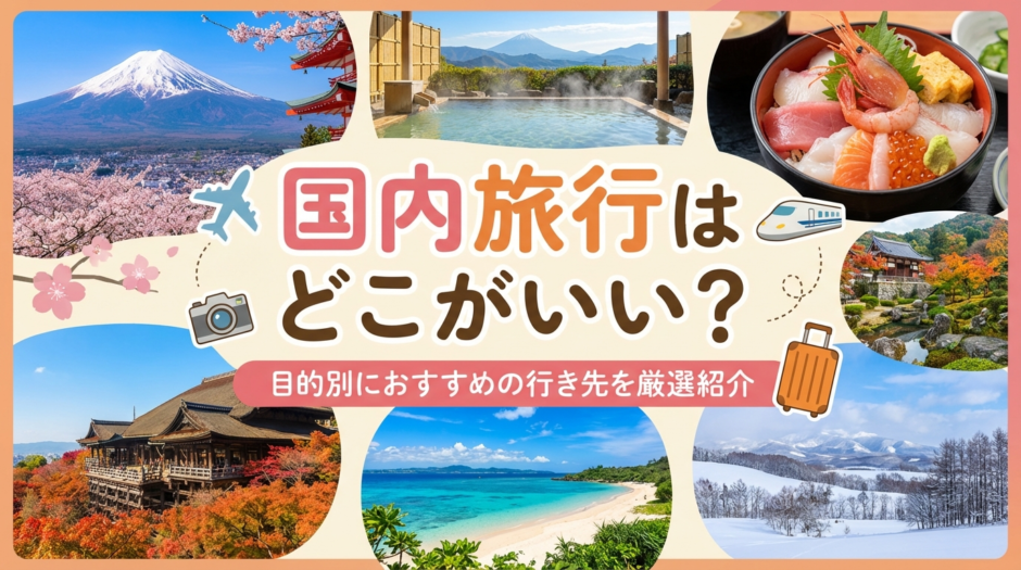 国内旅行はどこがいい？目的別におすすめの行き先を厳選紹介。