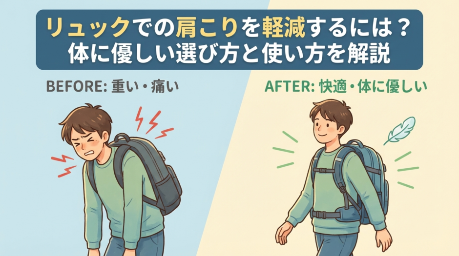 リュックでの肩こりを軽減するには？体に優しい選び方と使い方を解説