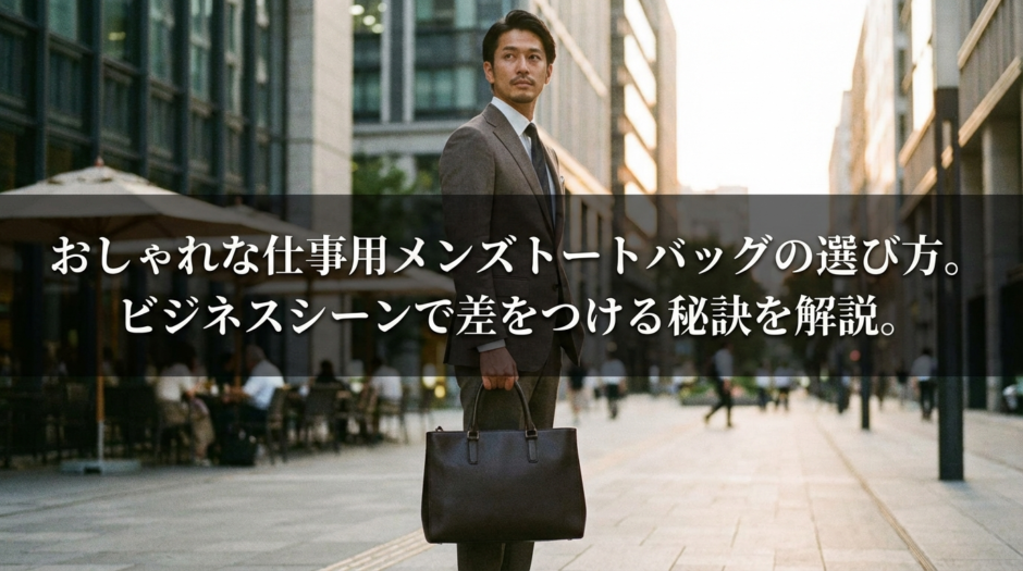 おしゃれな仕事用メンズトートバッグの選び方。ビジネスシーンで差をつける秘訣を解説。
