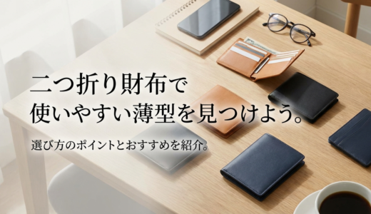 二つ折り財布で使いやすい薄型を見つけよう。選び方のポイントとおすすめを紹介。