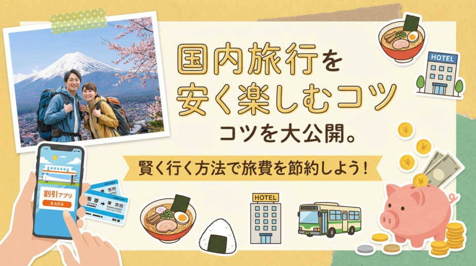 国内旅行を安く楽しむコツを大公開。賢く行く方法で旅費を節約しよう！